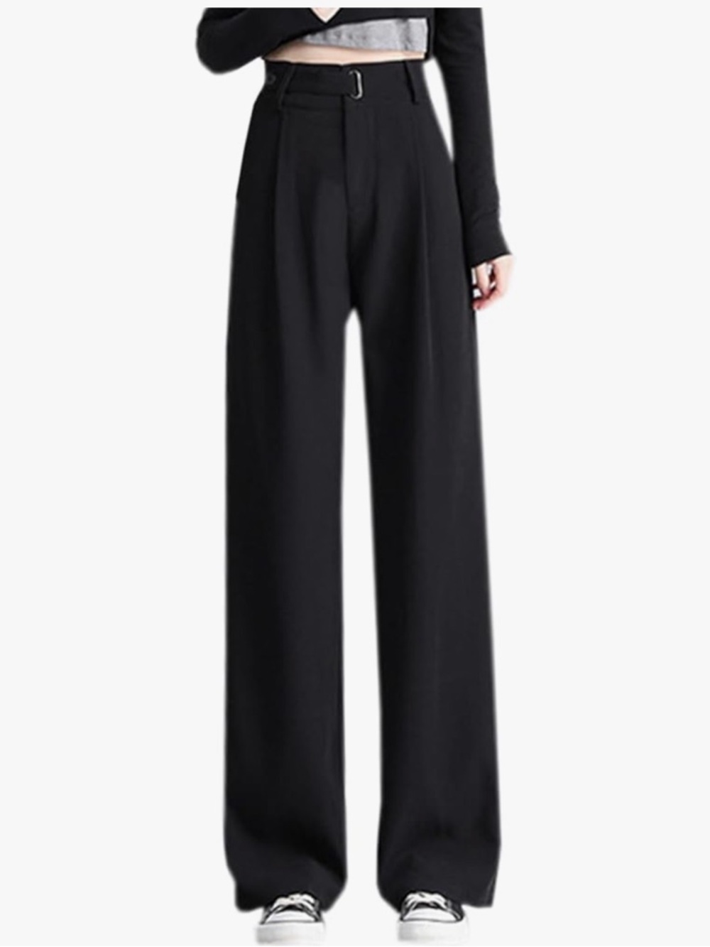 High-Waist Wide Leg Black Trousers